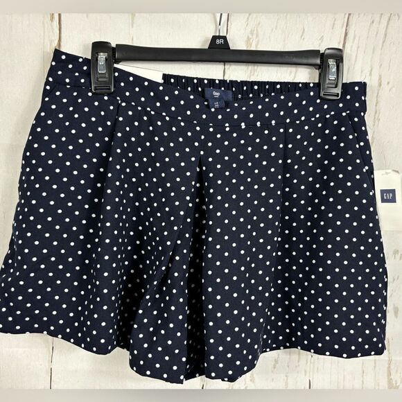 NWT Gap Pleated Navy Polka Dot Flowy Skirt Shorts - Picture 1 of 8
